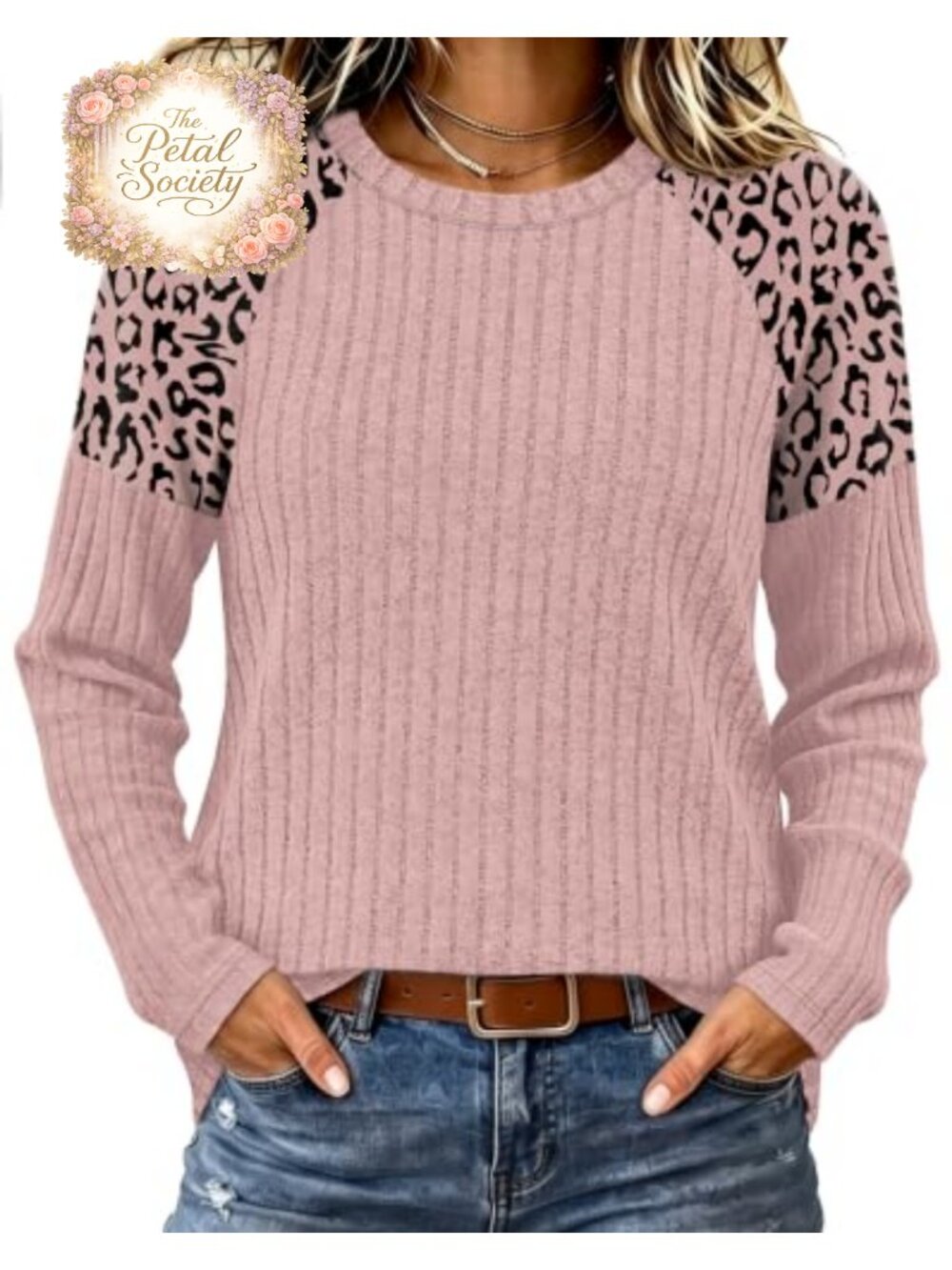 Womens Long Sleeve Raglan Leopard Print Tunic Top Loose Fit Fall Winter